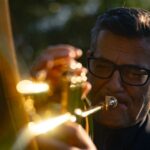 close up of a Gianni Marinucci playing the flugelhorn