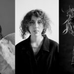 black and white composite image of three performers looking very cool